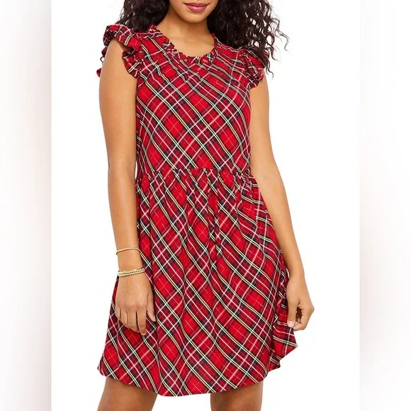 Vineyard Vines | Dresses | Vineyard Vines Ruffled Plaid Mini Dress Holiday  Preppy | Poshmark